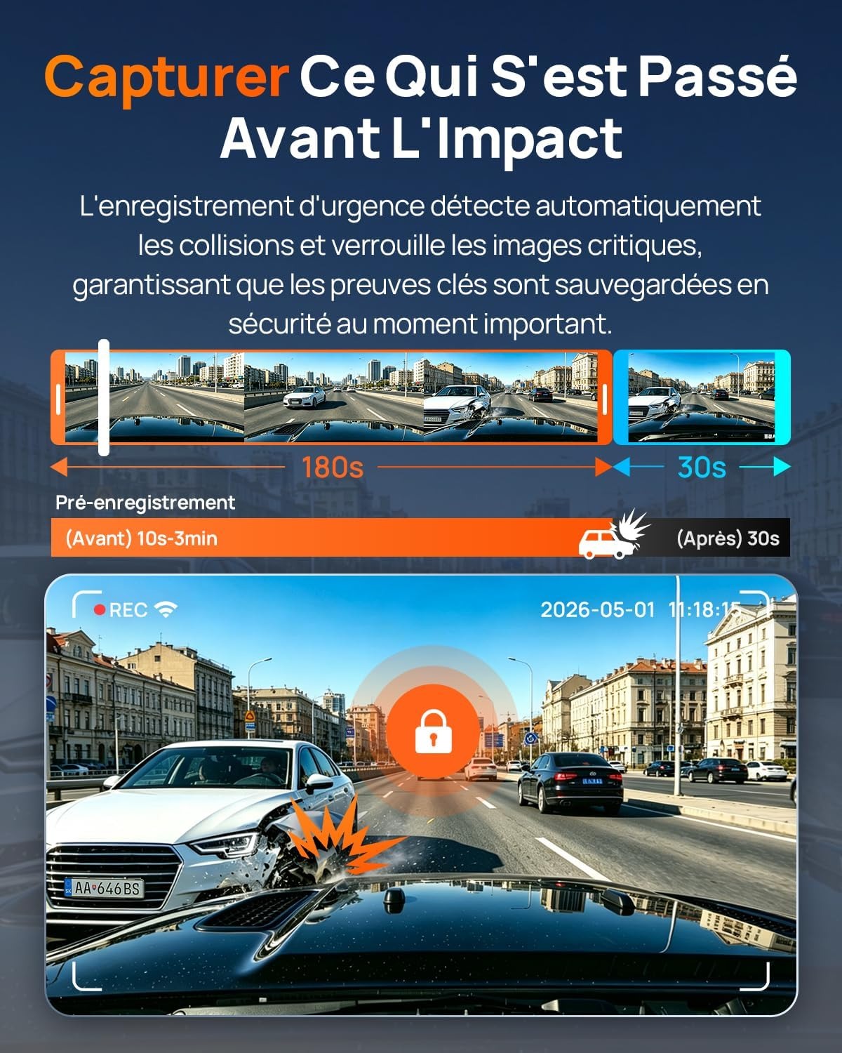 Pack 70mai A810 Lite 4K HDR | Dashcam Avant + Arrière