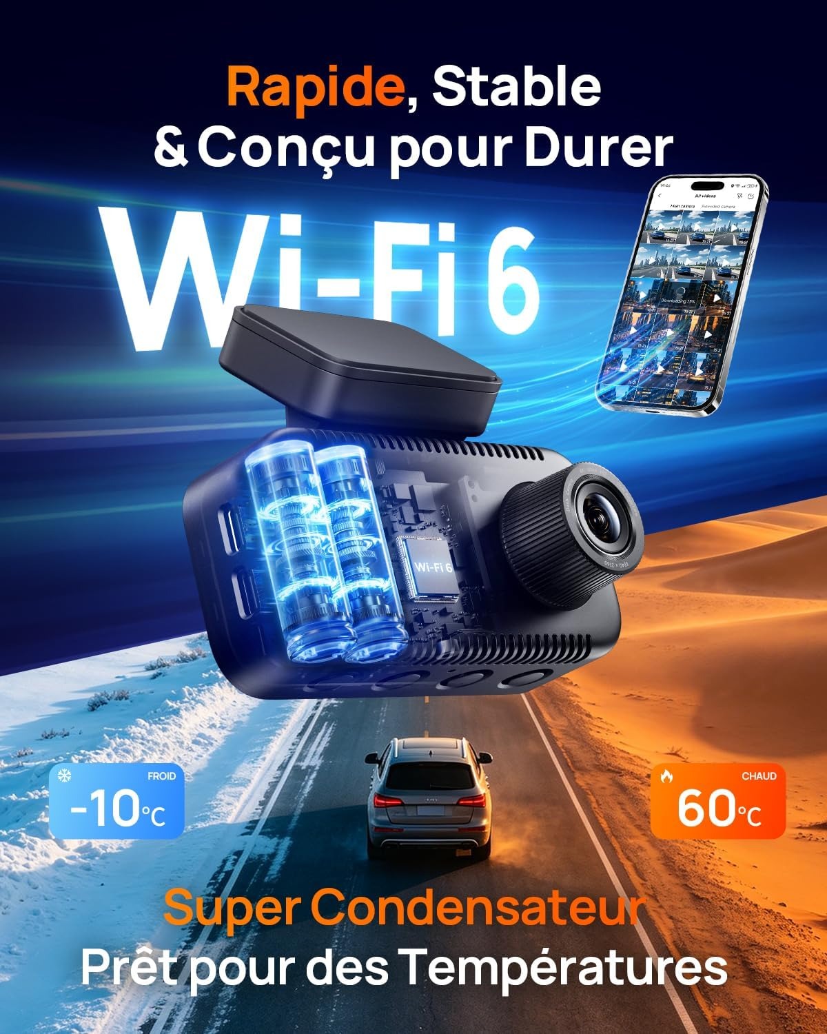 Pack 70mai A810 Lite 4K HDR | Dashcam Avant + Arrière