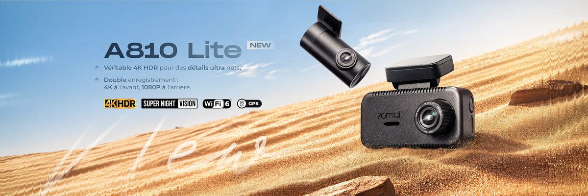 70mai A810 Lite dashcam 4K avant et arrière compatible 4G
