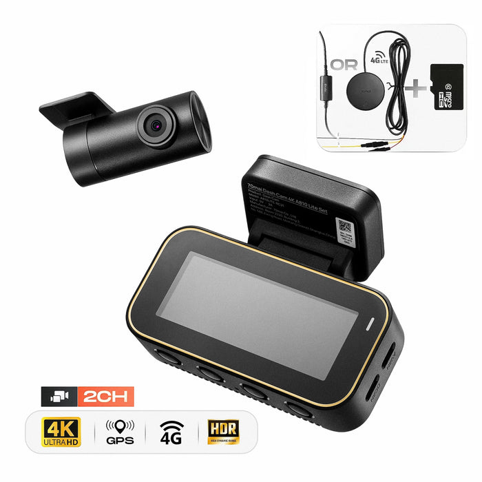 Pack 70mai A810 Lite 4K HDR | Dashcam Avant + Arrière